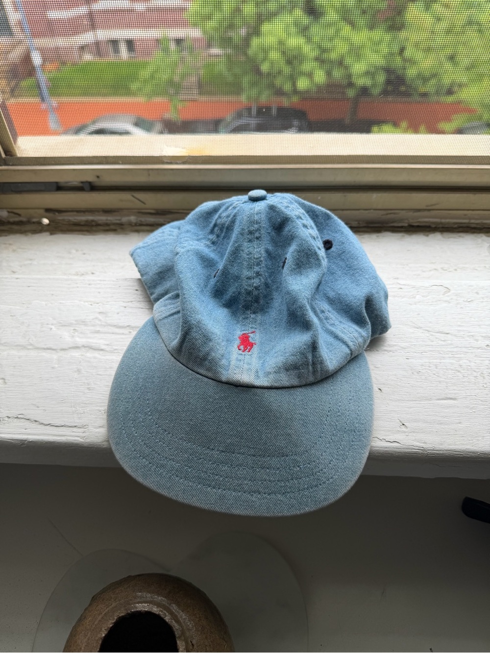 Vintage Ralph Lauren Light Blue Baseball Cap with Red Pony Logo